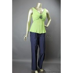 $1990 NWT ESCADA Beautiful Accordion Pleat Rosette Lime Green Blouse Top 6